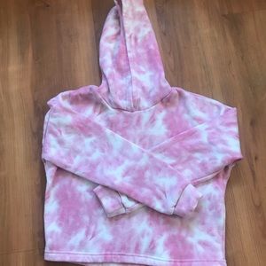 LA Image cropped pink tie dye hoodie sz M